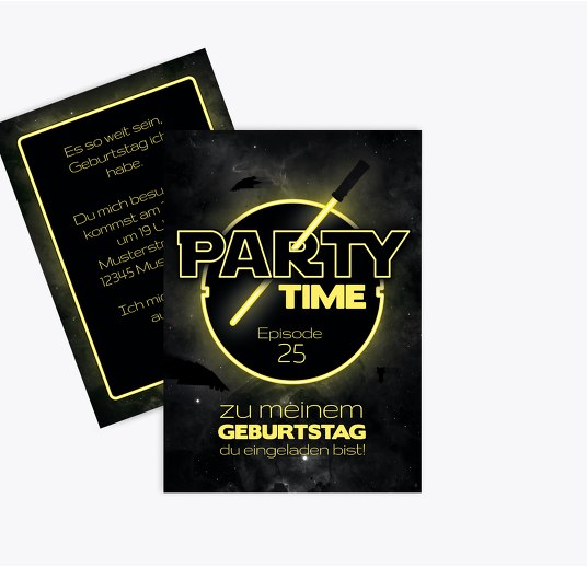 Geburtstagseinladung Partytime Schwarz 105x148mm