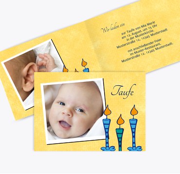 Taufkarte Kerzen