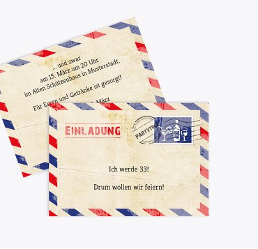 Einladung zum Geburtstag Luftpost
