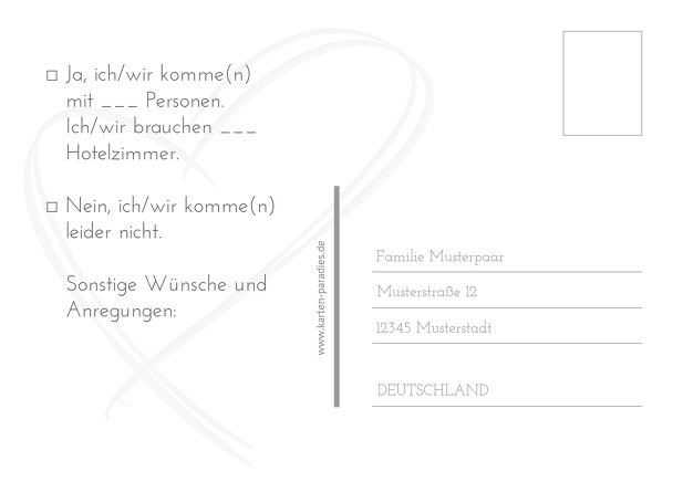 Ansicht 3 - Hochzeit Antwortkarte Doppelherz