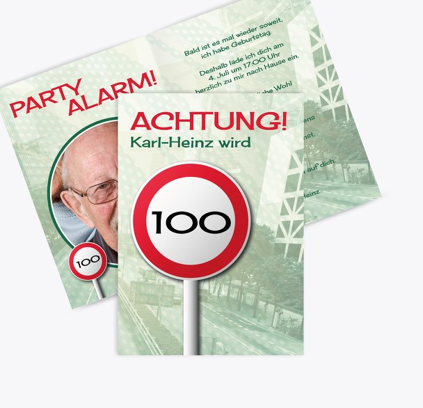 Einladung Begrenzungsschild 100 Foto