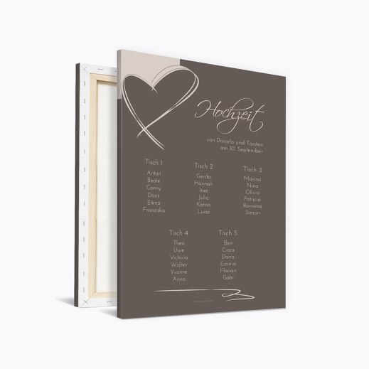 Sitzplan Doppelherz DunkelgrauBraun 400x600mm