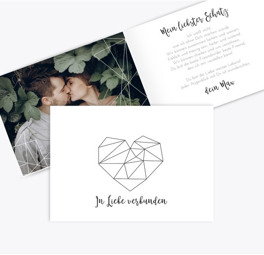 Valentinskarte Facettenherz Weiß 148x105mm