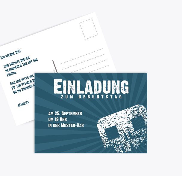 Einladungskarte zum Geburtstag für Jugendliche skully