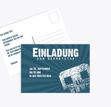 Einladungskarte zum Geburtstag für Jugendliche skully