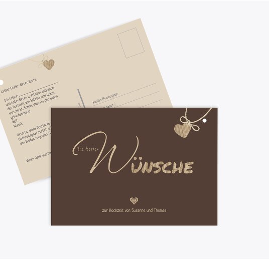 Hochzeit Ballonkarte natürlich Ja braunmatsch 148x105mm