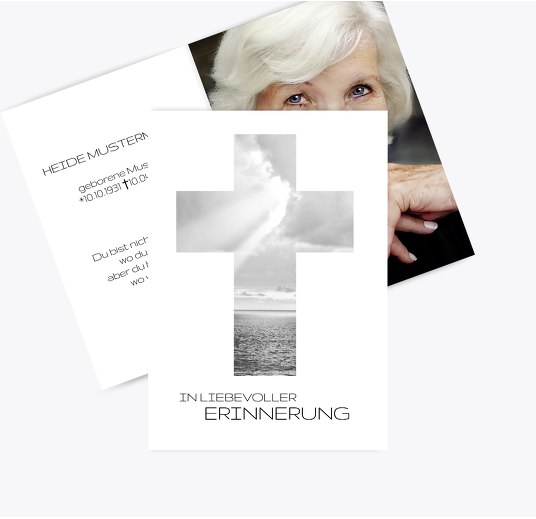 Sterbebildkarte Himmelskreuz Schwarz 74x105mm