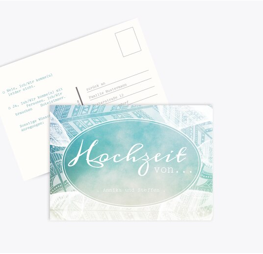 Antwortkarte Federleicht AquaTürkis 148x105mm