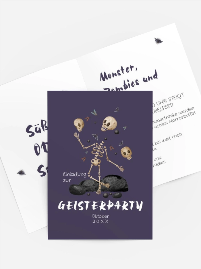 Halloween Einladung Tanzende Knochen