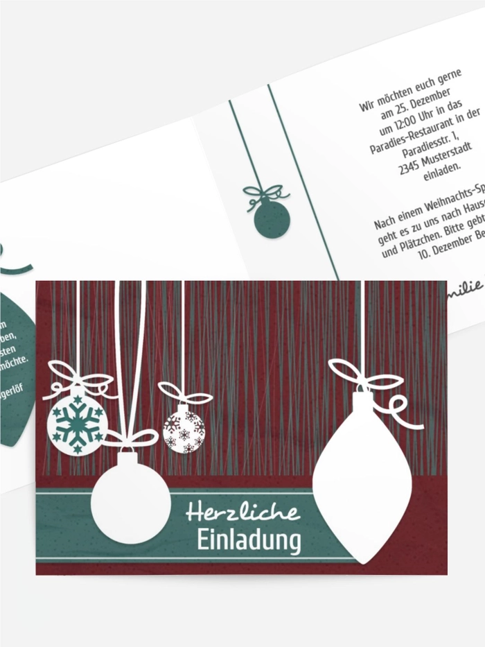 Weihnachtseinladung Moderne Kugeln Weihnachtseinladung Moderne Kugeln