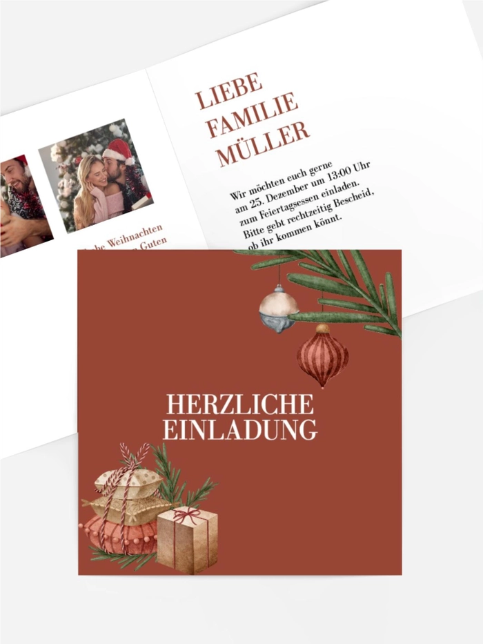 Einladung Weihnachten Rotes Geschenk