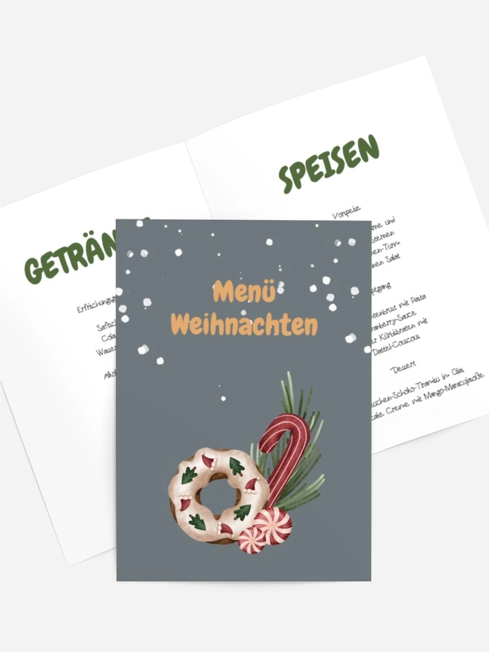 Menükarte Weihnachten Haus im Wald
