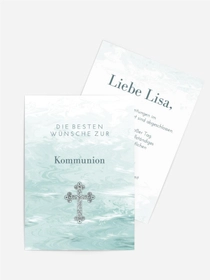 Glückwunschkarten Kommunion Kreuz auf dem Wasser
