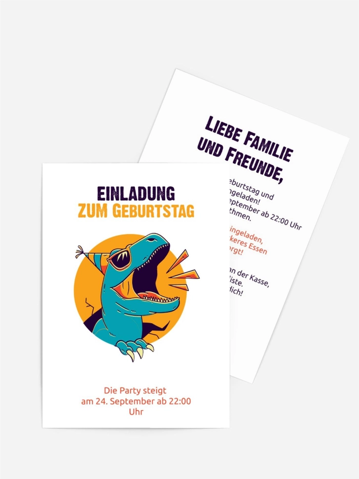 Geburtstagseinladung Dino-Sonne
