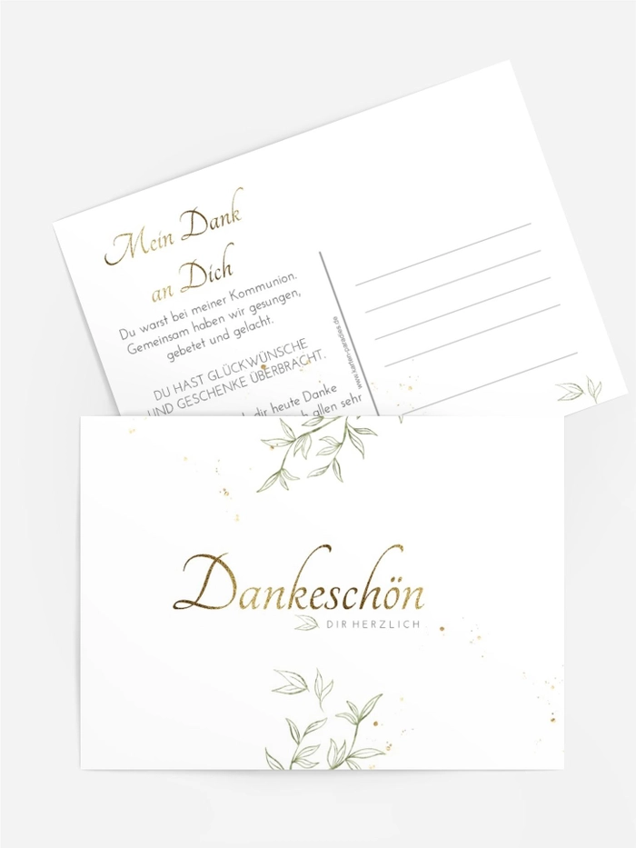 Dankeskarte Kommunion Zweig vorbei