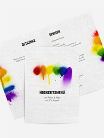 Hochzeitsmenükarte Regenbogenliebe