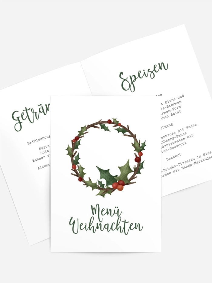 Menükarte Weihnachten Schneeverwehungen