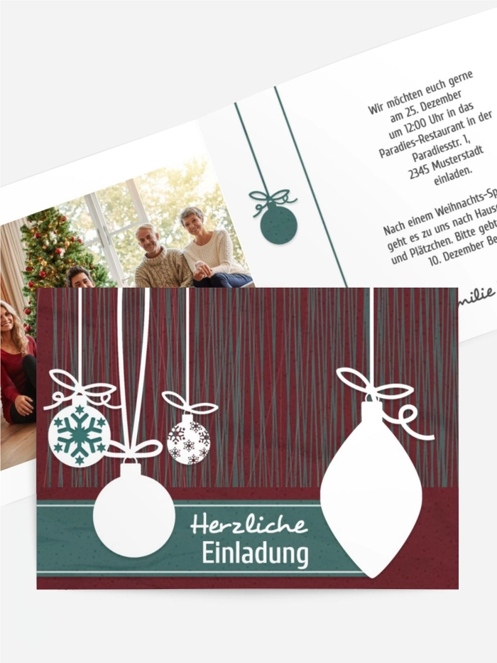 Foto Weihnachtseinladung Moderne Kugeln Foto Weihnachtseinladung Moderne Kugeln