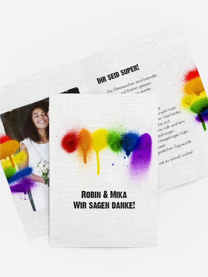 Dankeskarte Hochzeit "Regenbogenliebe"