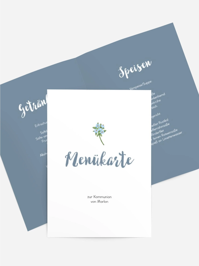 Menükarten Kommunion Gesegnete Blumen
