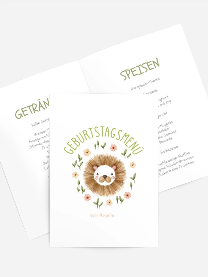 Menükarte Geburtstag Löwenmähne