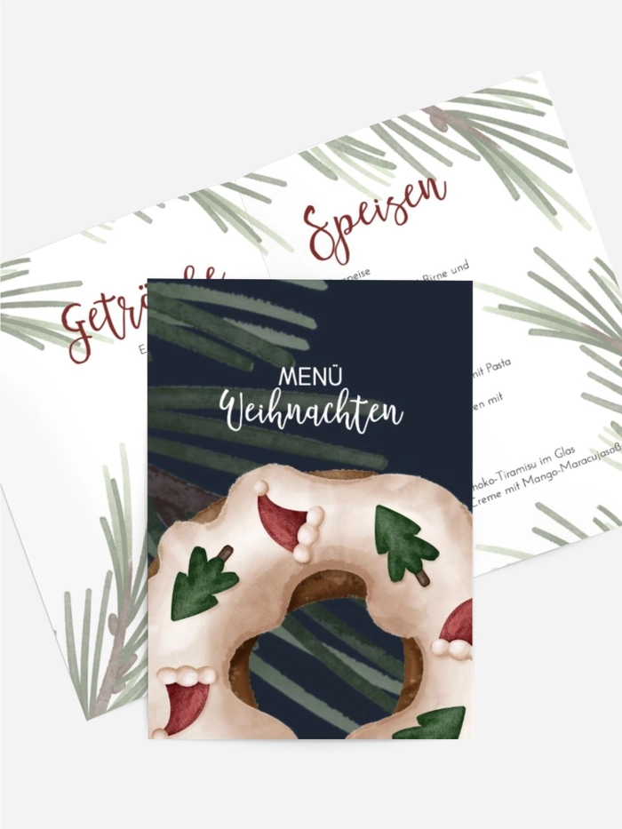 Menükarte Weihnachten Roter Cocktail